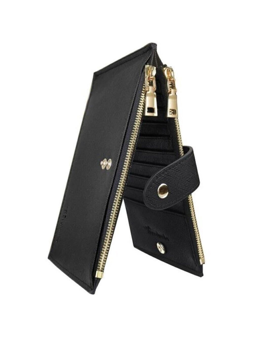 Women's Wallet RFID Blocking Bi fold Multi Card Wallet Zipper Pocket BLACK NEW